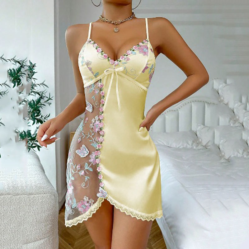 Backless suspender lace home pajamas