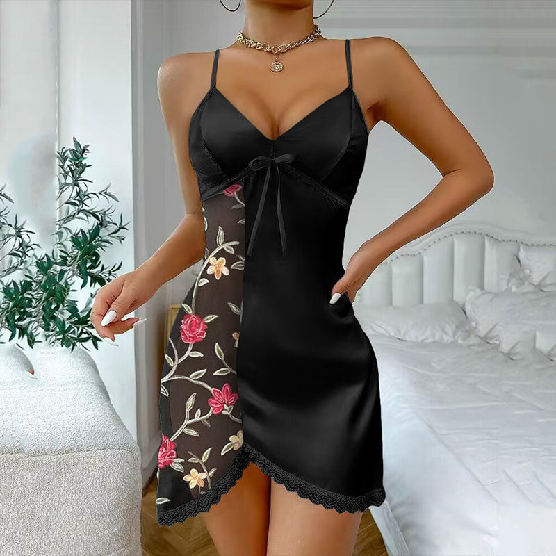 Backless suspender lace home pajamas