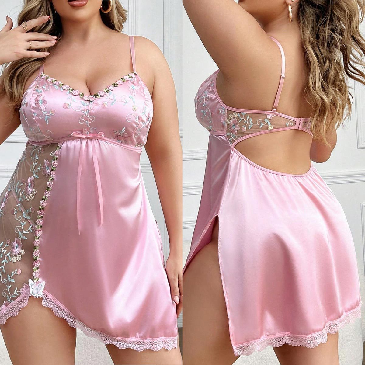Backless suspender lace home pajamas