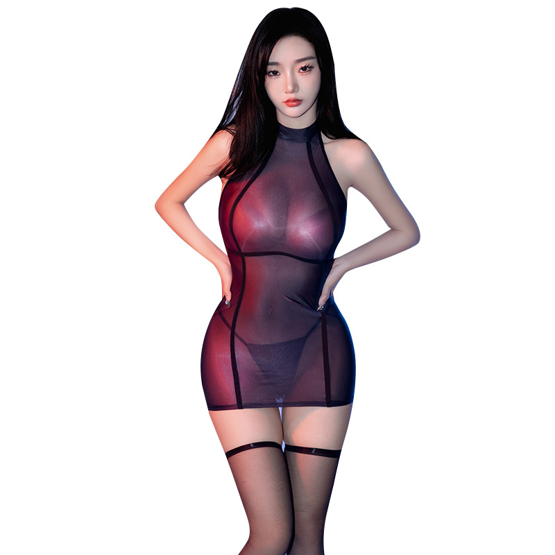 Line semi-transparent dress