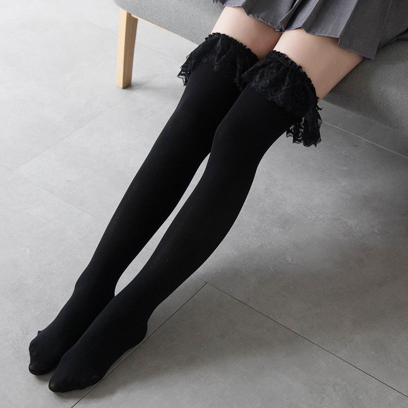 lace mid-calf socks