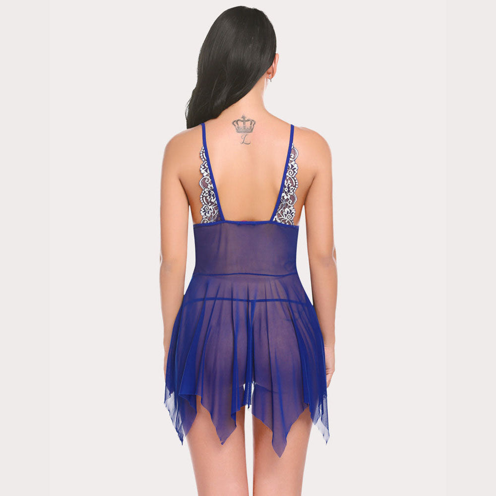 Lace Front Closure V Neck Babydoll
