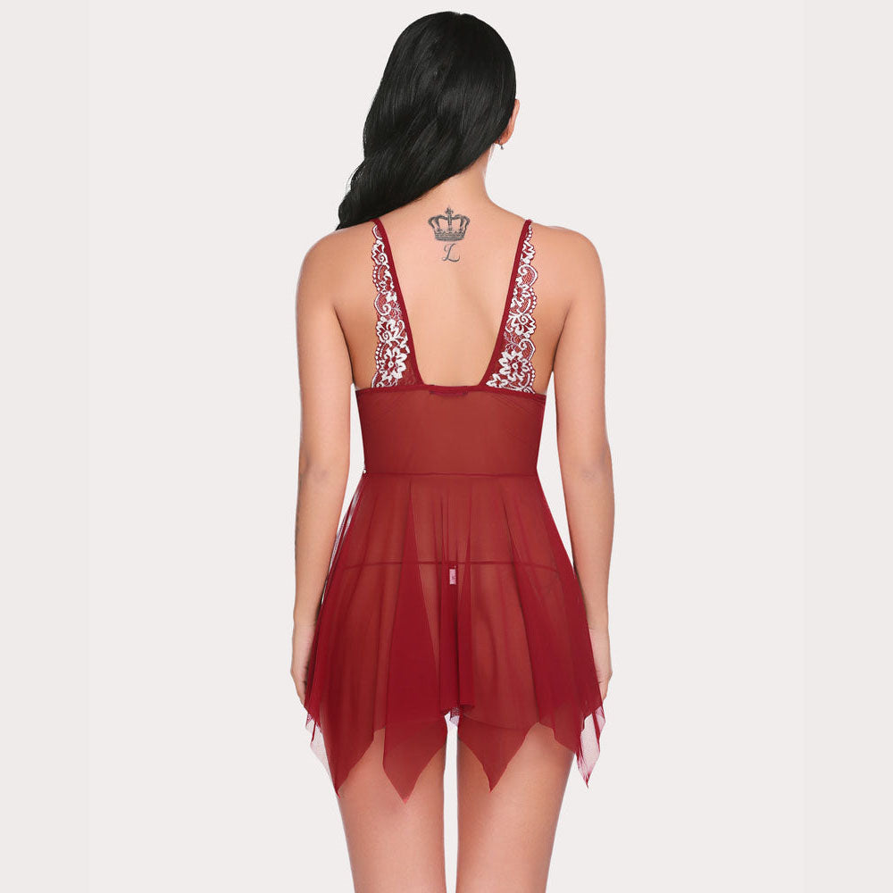 Lace Front Closure V Neck Babydoll