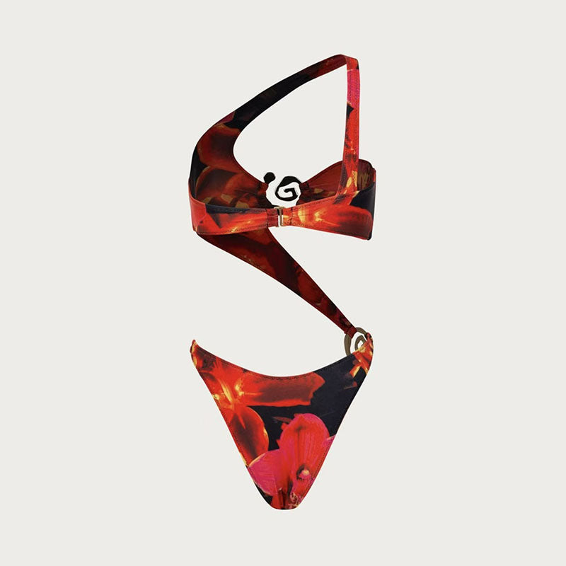 Sexy hollow diagonal shoulder bikini