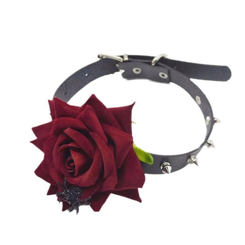 Black spider rose necklace jewelry