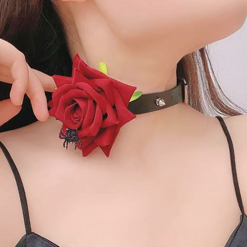 Black spider rose necklace jewelry