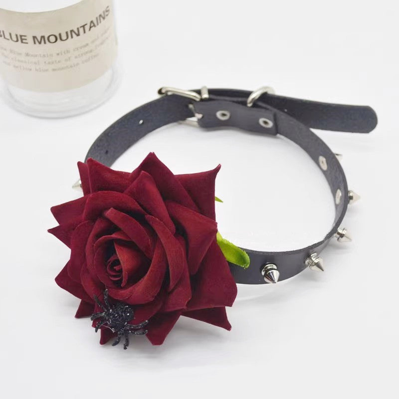 Black spider rose necklace jewelry