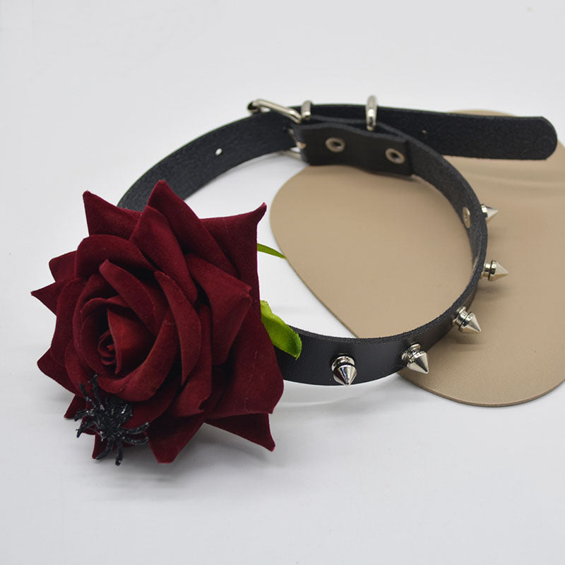 Black spider rose necklace jewelry