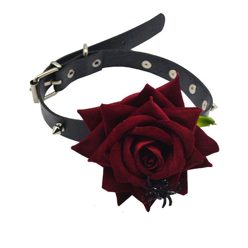 Black spider rose necklace jewelry