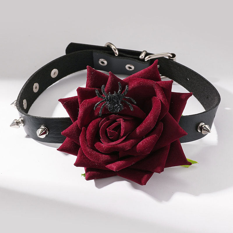 Black spider rose necklace jewelry