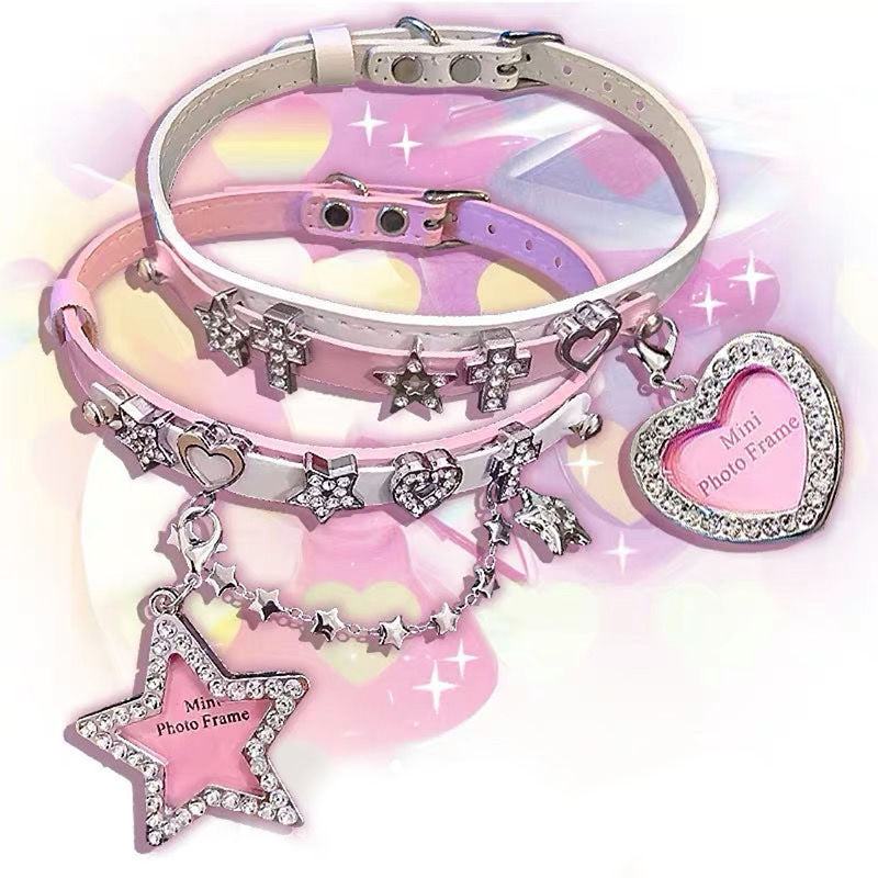 Two-color star heart collar