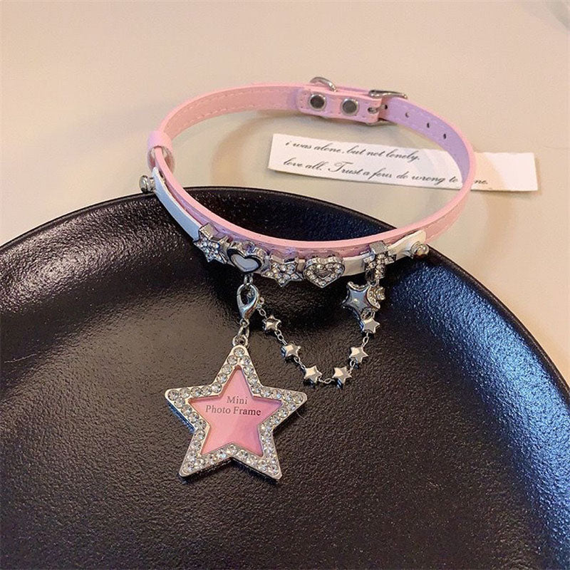 Two-color star heart collar