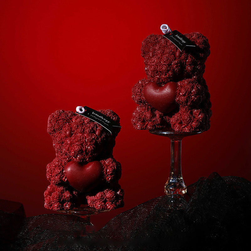 A variety of deep red low-temperature candles