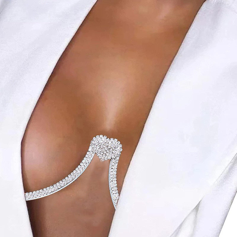 Rhinestone Heart Body Chain
