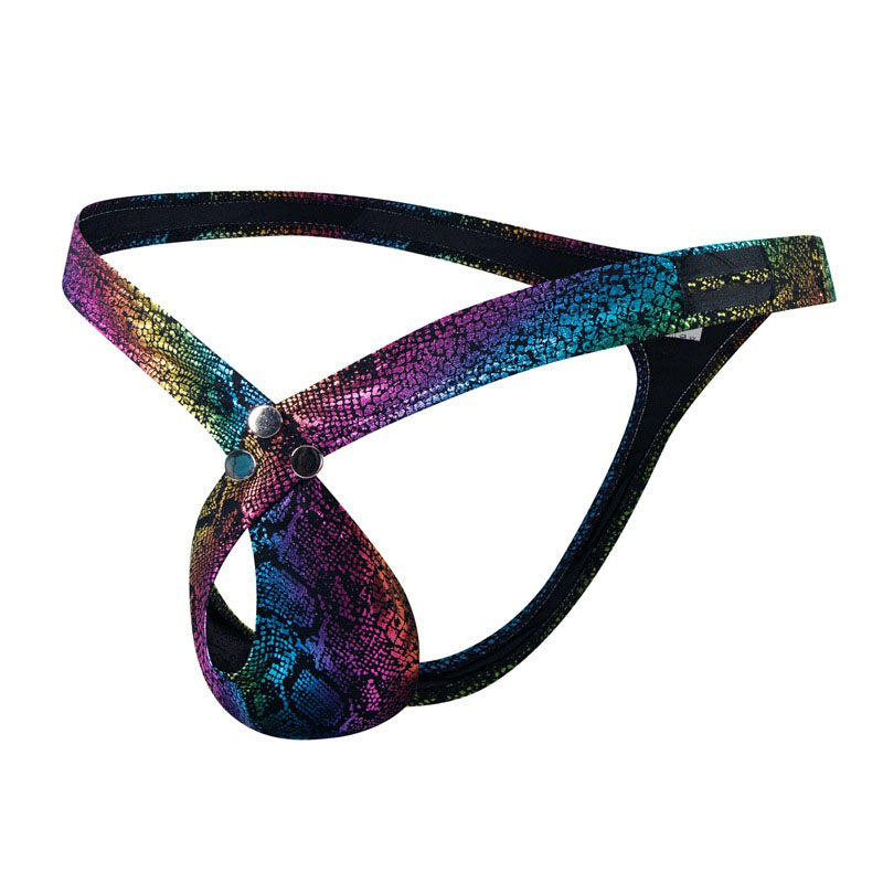 Sexy snake pattern rainbow men's thong