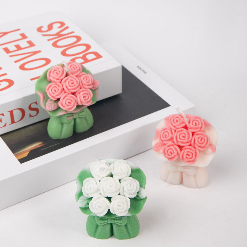 Rose bouquet low temperature candle