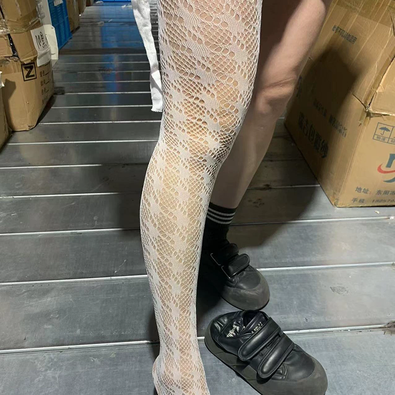 Houndstooth fishnet stockings pantyhose