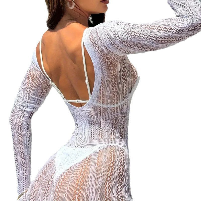 Long-sleeved net nightgown
