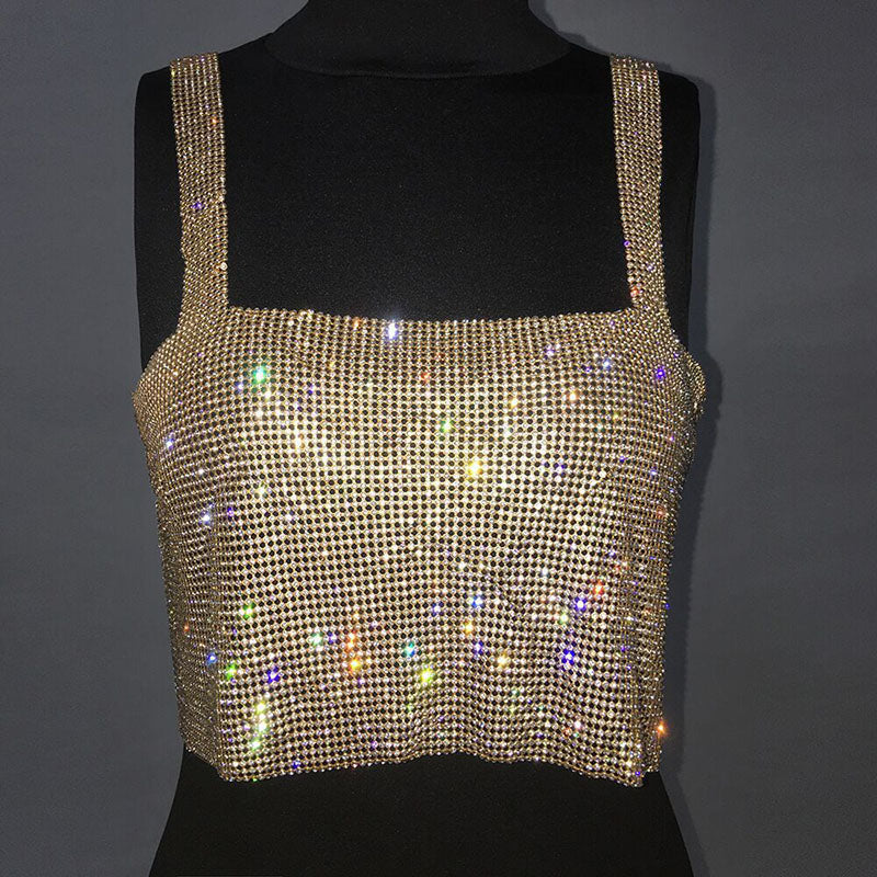 Bandeau sequined vest with tassel skirt