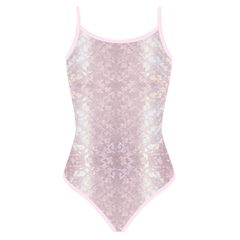 Pink glitter one-piece triangle swimsuit