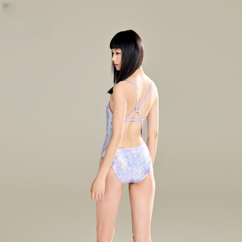 Purple gradient one-piece swimsuit