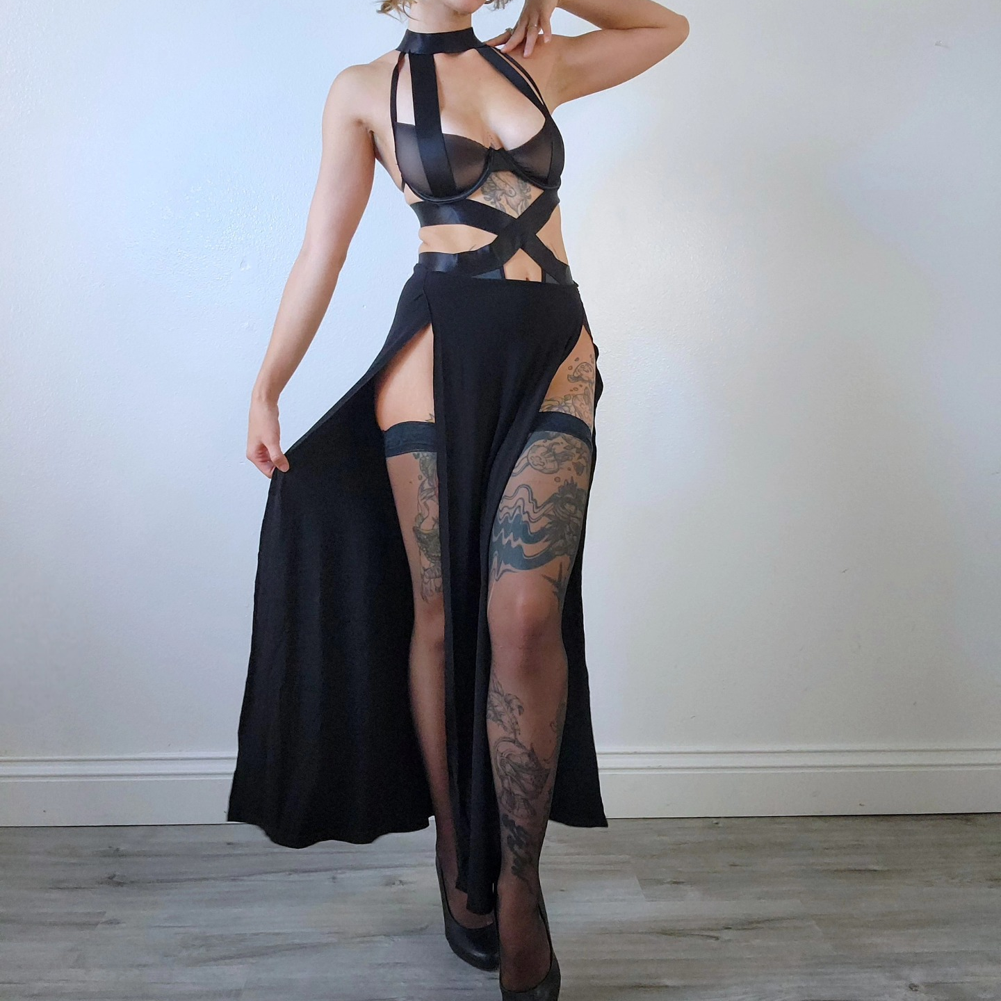 Lingerie strappy tulle dress