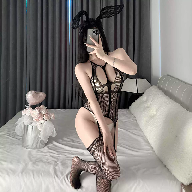 Sexy see-through backless bodysuit