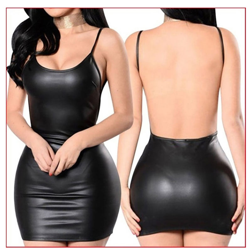 Leather suspender dress