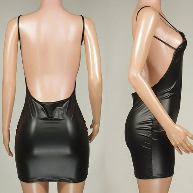 Leather suspender dress