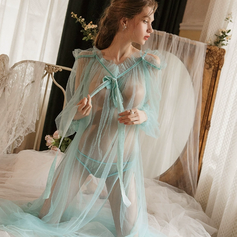Mesh blouse lace nightdress