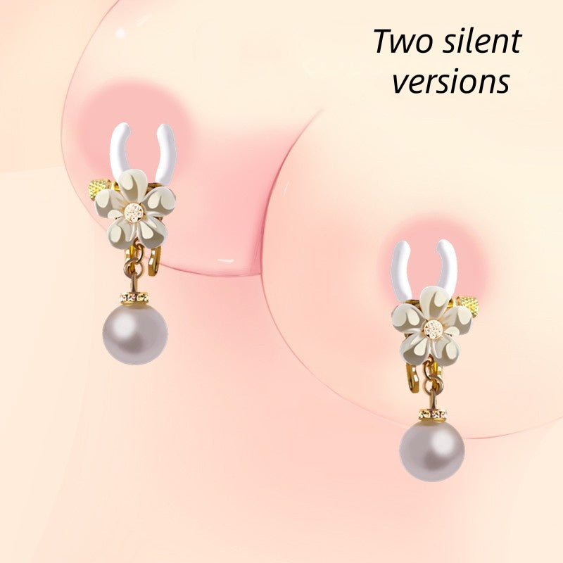 BDSM bell pearl flower-shaped nipple clip