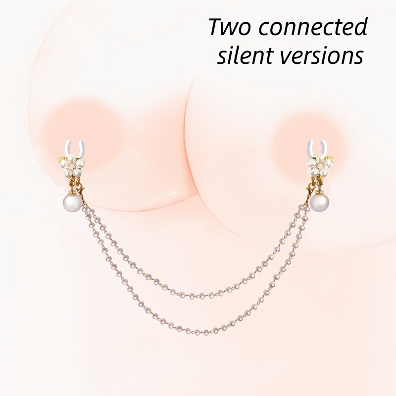 BDSM bell pearl flower-shaped nipple clip