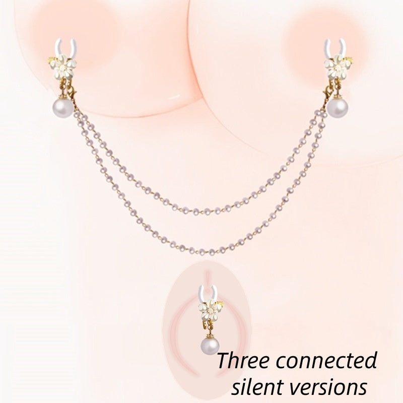 BDSM bell pearl flower-shaped nipple clip