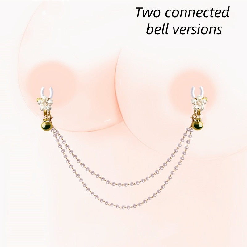 BDSM bell pearl flower-shaped nipple clip
