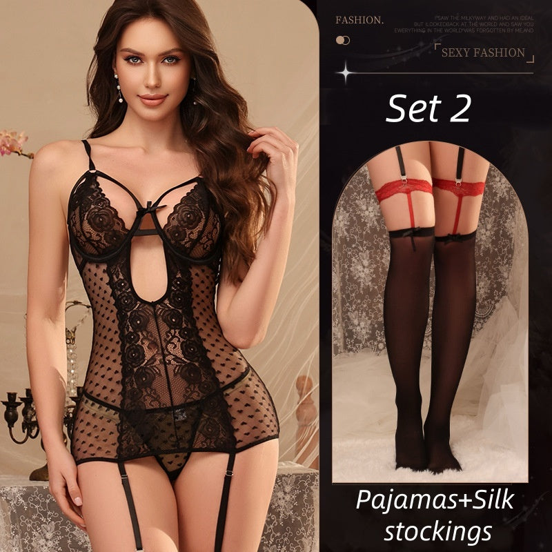 Lace see-through halter backless jumpsuit