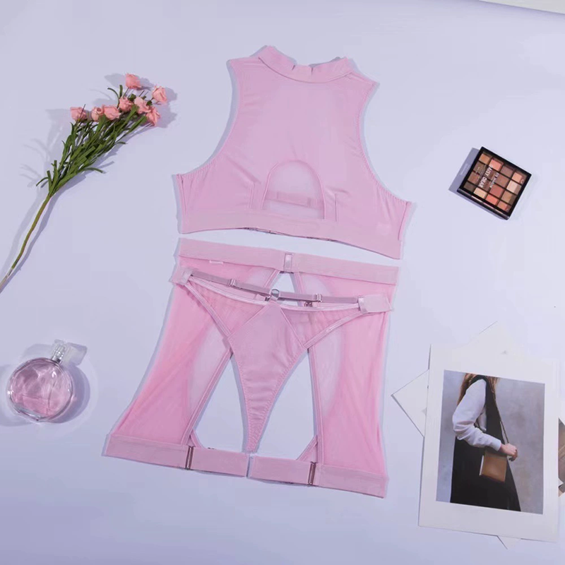 Mesh underwear set three-piece set