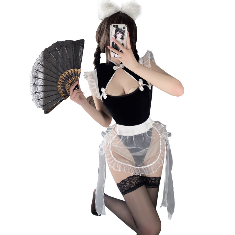 Mesh strap cheongsam