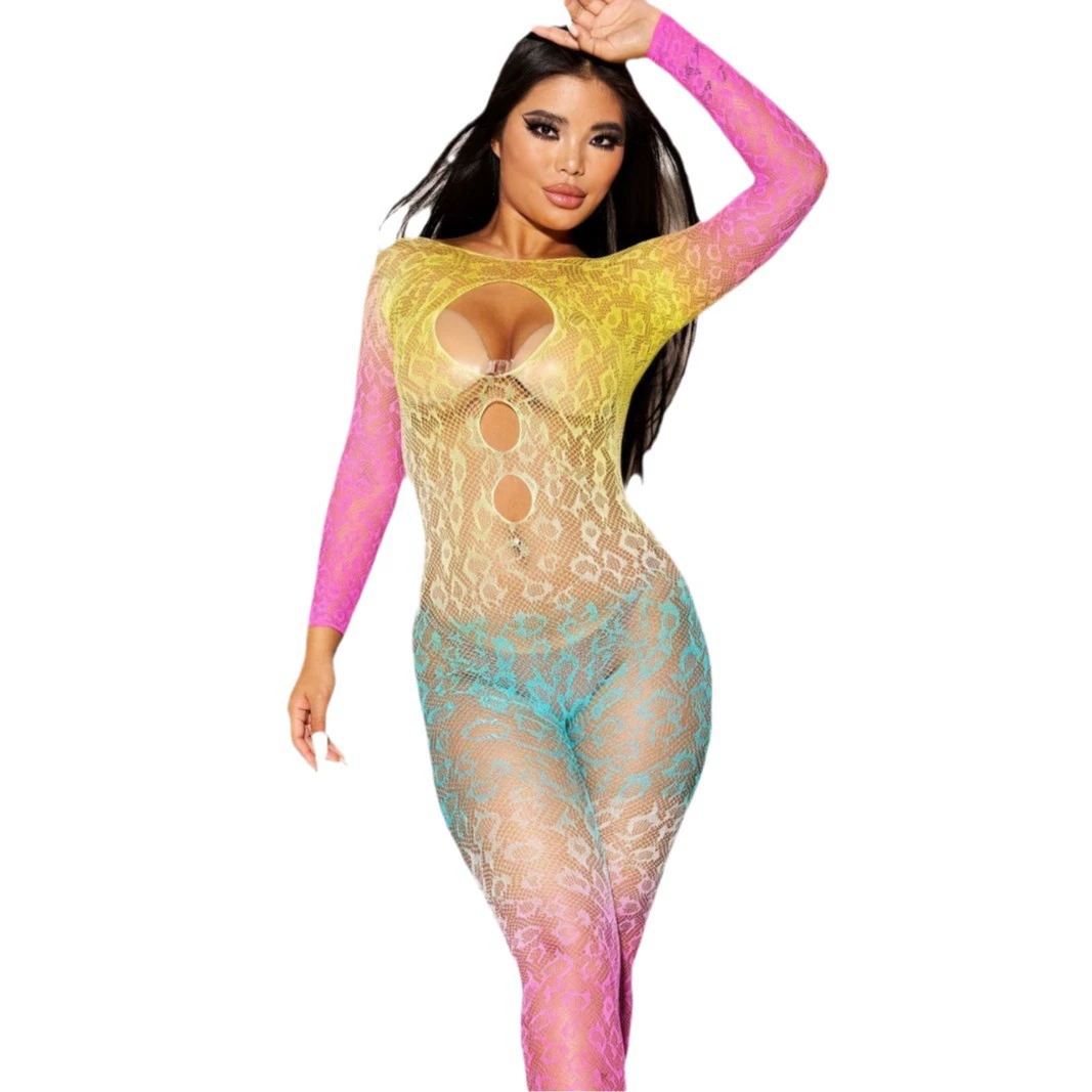 Rainbow Lace Crotchless Bodystocking