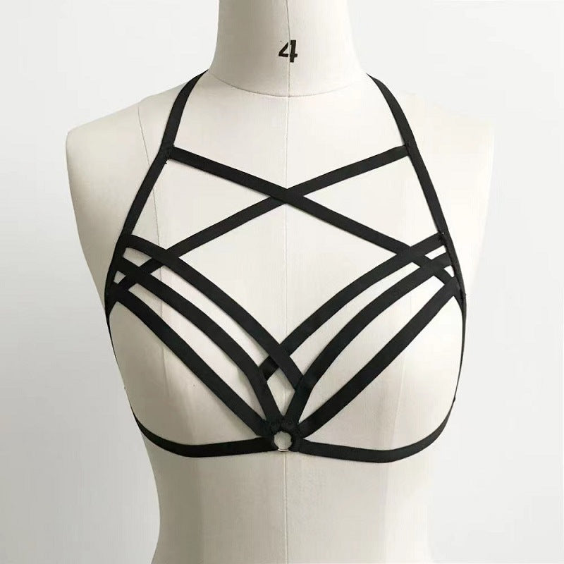 Sexy hollow see-through strap top
