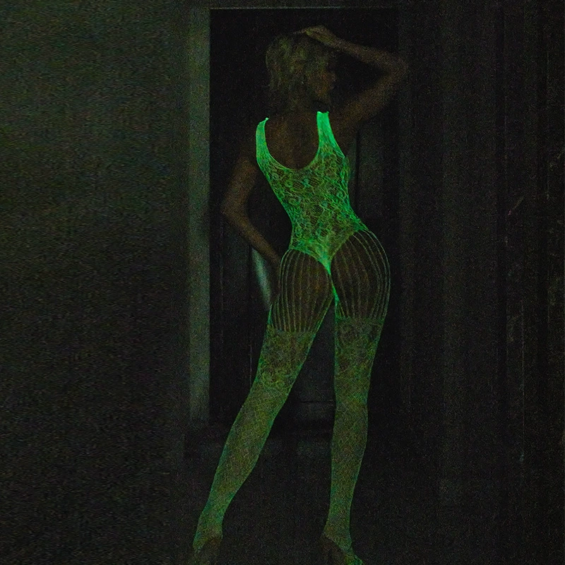 Embroidered stockings fishnet jumpsuit