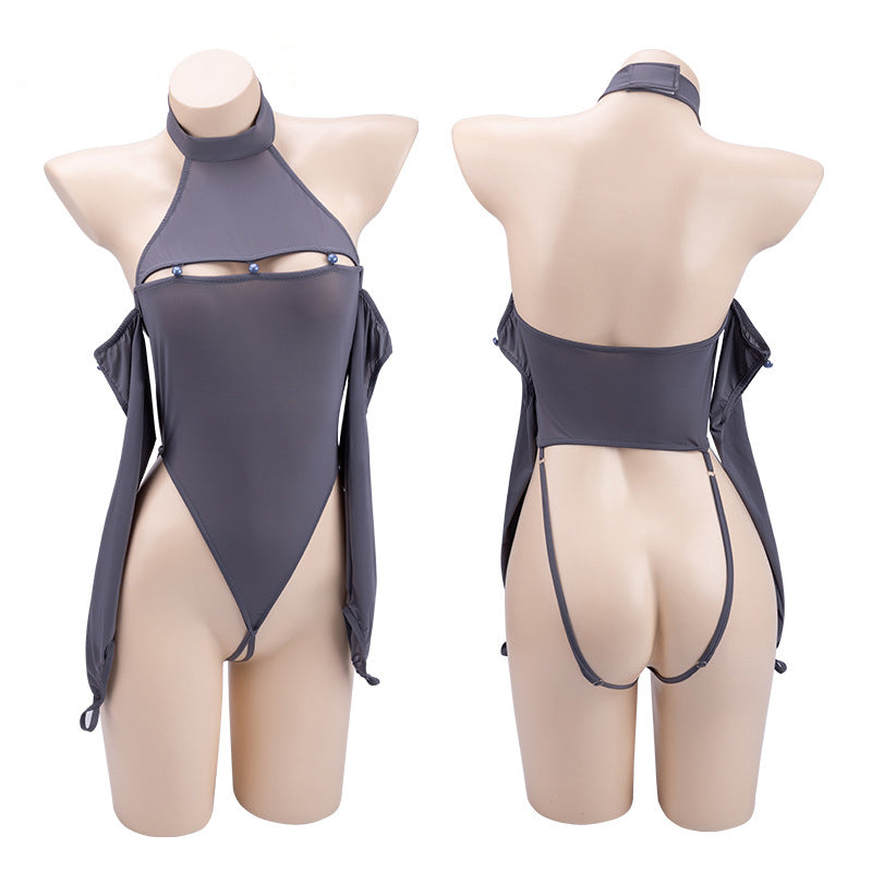 Button slit open hollow jumpsuit