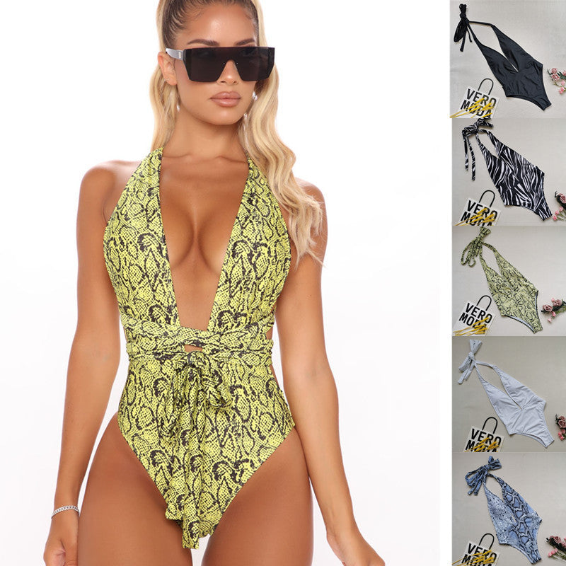 One-piece swimsuit with straps