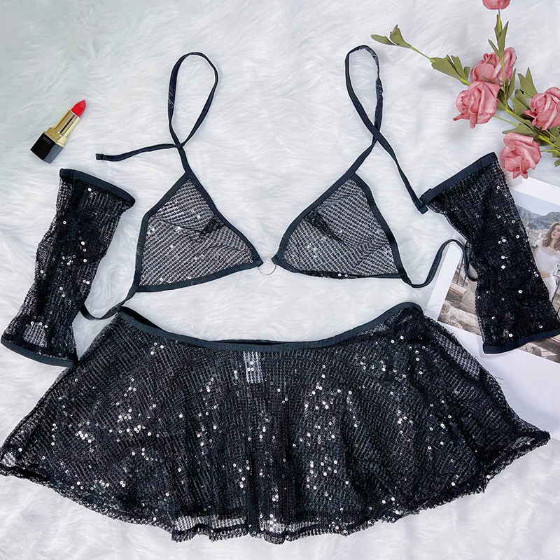 Sequined glitter skirt set