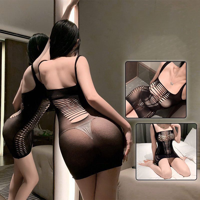 Suspender fishnet hollow nightdress