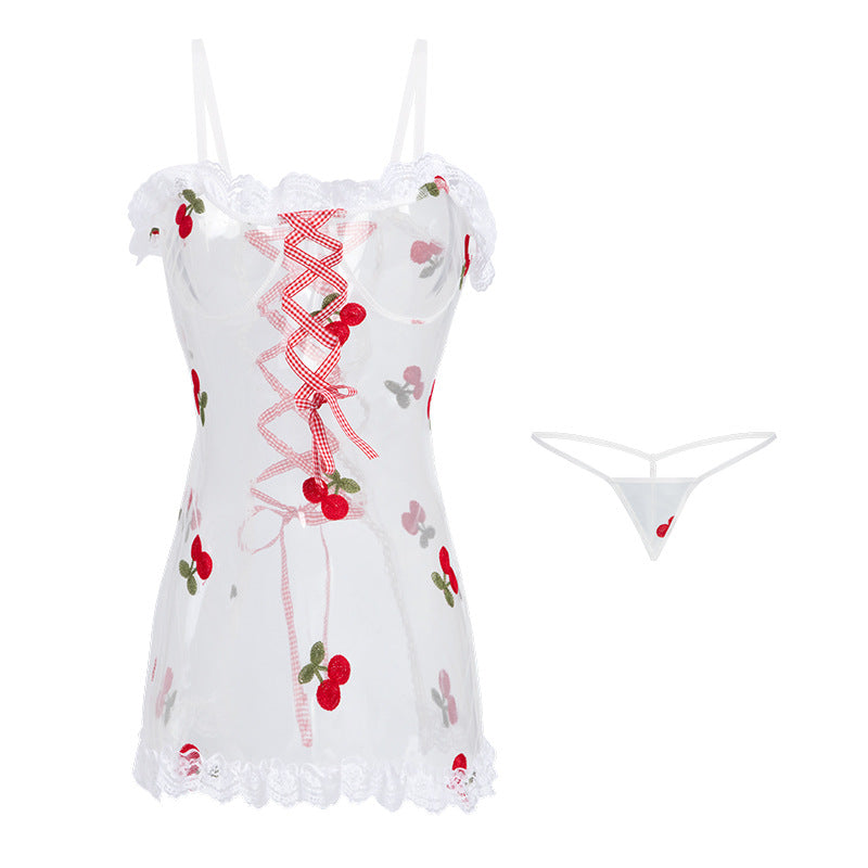 Sweet cherry strap nightdress set