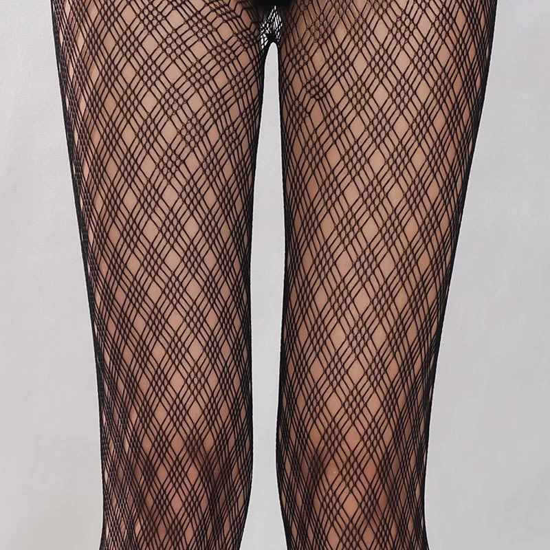 Cross diamond checkered stockings
