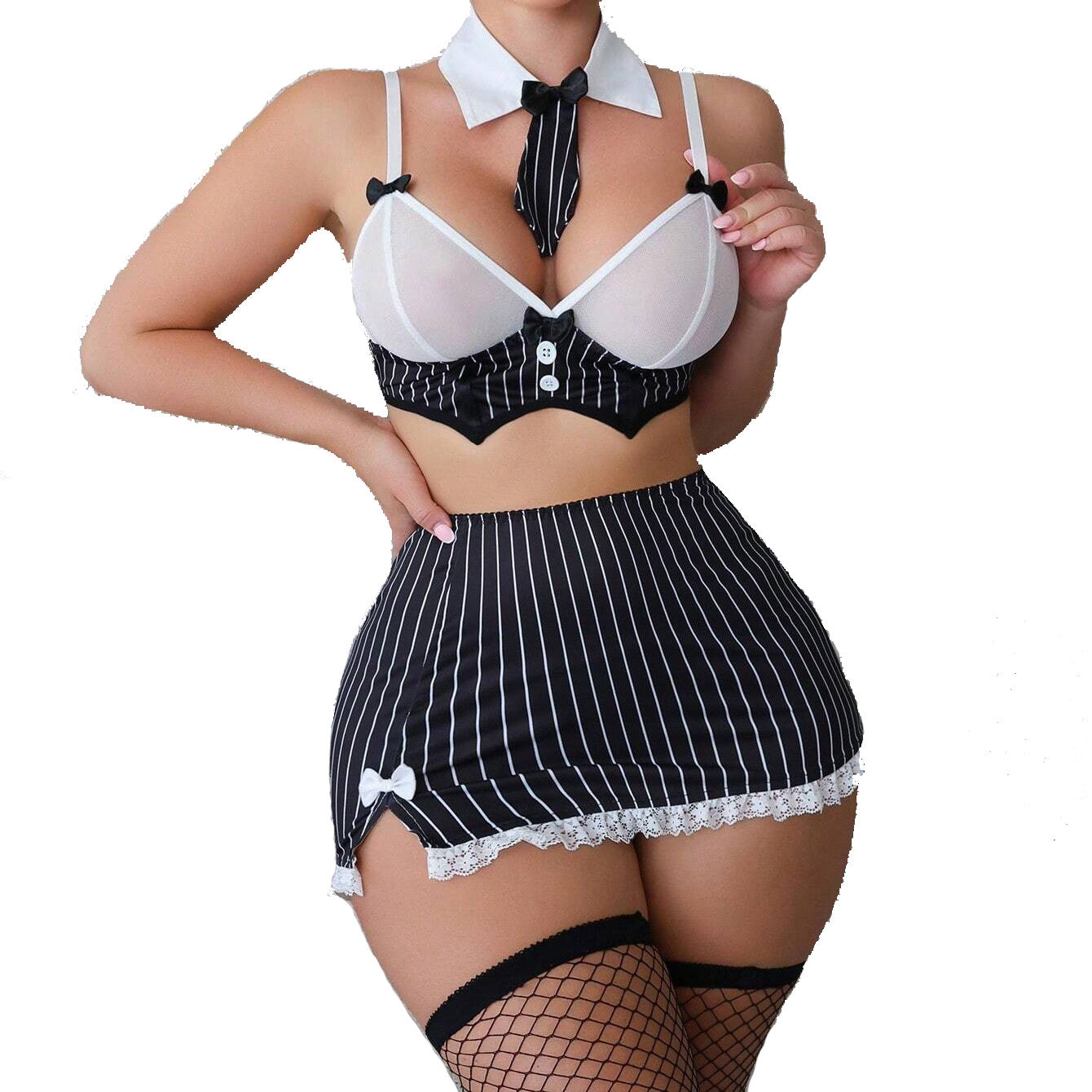 Striped bow miniskirt