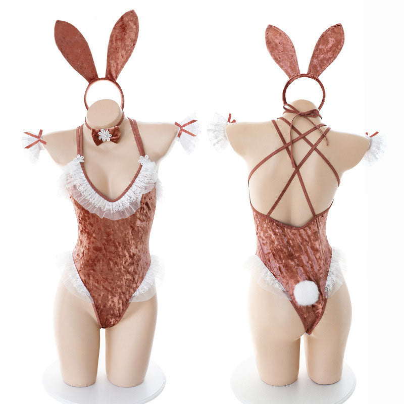 Ice flower velvet bunny suit