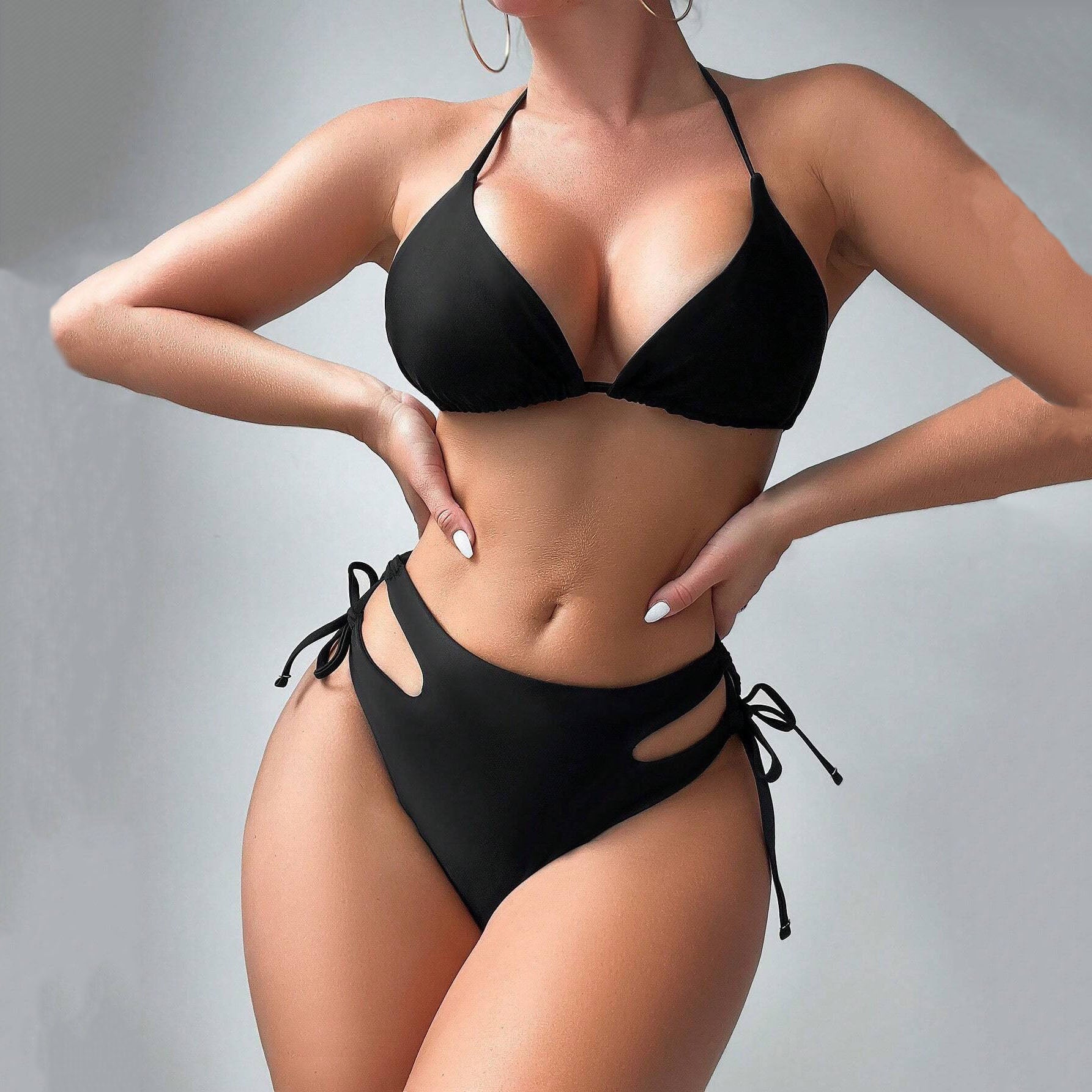 Mesh printed top holiday three-piece set