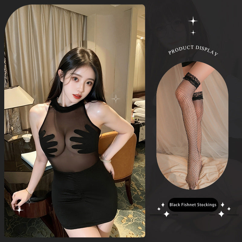 See-through slim-fit hip-hugging uniform